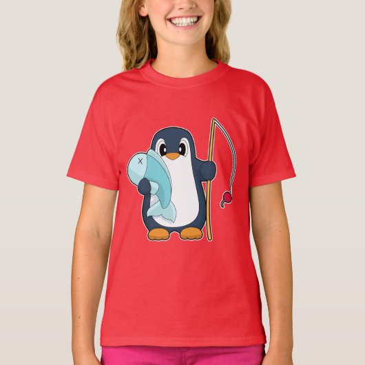 T-shirt Pêcheur de pingouin pêche pêche (Devant)