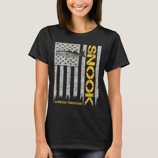 T-shirt Pêcheur de snook - Drapeau américain de style vint (Devant)