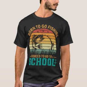 T-shirt Pêcheur Drôle Né Pour Aller Pêcher Bass Poisson Ga