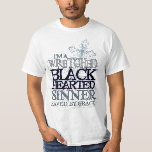 T-shirt pécheur hearted noir misérable sauvé par grâce (Devant)