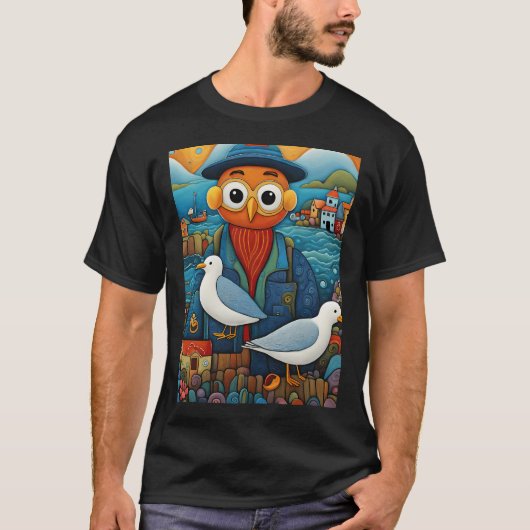 T-shirt Pêcheur mouette (Devant)
