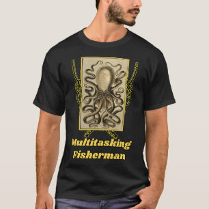 T-shirt Pêcheur multitâche Graphique de Poulpe de vieux li