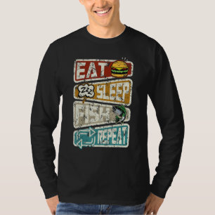 T-shirt Pêcheur Pêche Manger Dormir Poisson Répéter Pêche