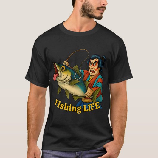 T-shirt Pêcheur samouraï contrôlant un poisson géant – F (Devant)