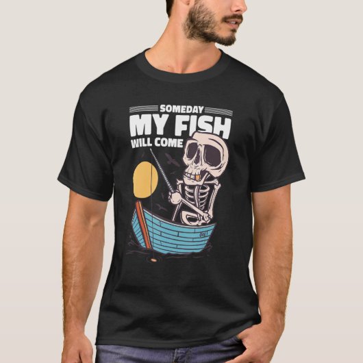 T-shirt Pêcheur squelette drôle de pêche (Devant)