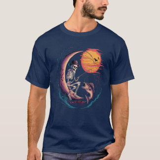 T-shirt Pêcheur squelette halloween