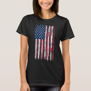 T-shirt Pêcheurs Hommes Drapeau États-Unis Patriotique Pêc