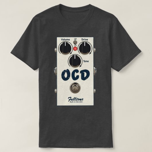 T-shirt Pédale de guitare OCD entièrement ton (Design devant)