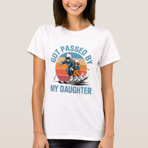 T-shirt Pédalé par ma fille Drôle de papa skieur Amoureux