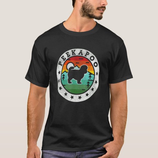 T-shirt Peekapoo Rétro Vintage Maman Papa Chien (Devant)