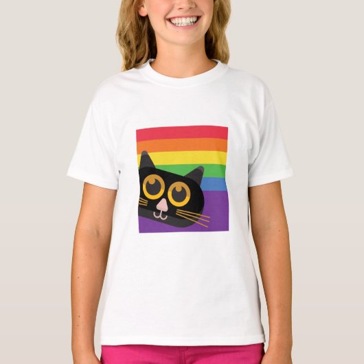 T-shirt Peeking Chat En Arc-En-Ciel (Devant)