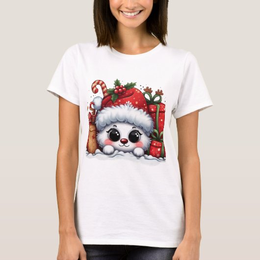T-shirt Peeking de Noël (Devant)