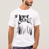 T-shirt Peeking Pawfect : Sneaky Cat Sketch Tee (Devant)