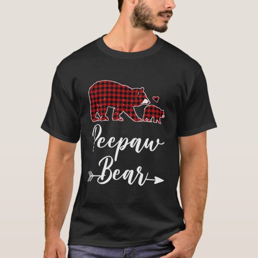 T-shirt Peepaw Bear Pajama de Noël Rouge Plaqué Correspond (Devant)