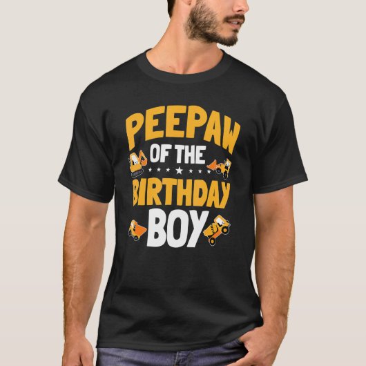 T-shirt Peepaw De L'Anniversaire Boy Construction Ouvrier (Devant)