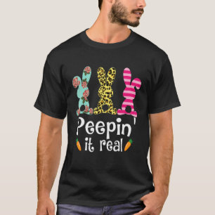 T-shirt Peepin' It Real Cute Rabbit Graphic