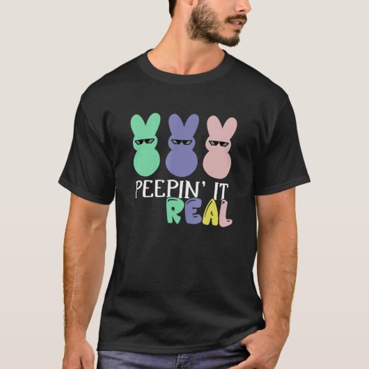 T-shirt Peepin It Real T- Happy Chasse aux oeufs de lapin  (Devant)