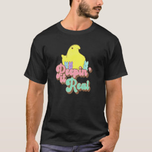 T-shirt Peepin' It Real Vintage Cute Lapin De Poulets Lapi