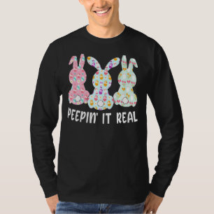 T-shirt Peepin'It Real Bunnies Joyeux Lapin De Pâques Pour