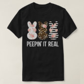 T-shirt Peepin'It Real Cute Lapin Lapin Leopard Pâques (Design devant)