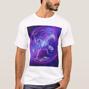 T-shirt Pégase Violet   Cheval ailé néon Art Galactique