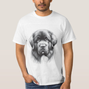 T-shirt Peigne de chien de Terre-Neuve Croquis doux de l'a
