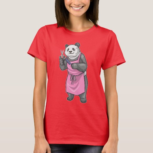 T-shirt Peigne de ciseaux de coiffeur Panda (Devant)