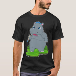 T-shirt Peintre Hippopotame Pinceau Peinture
