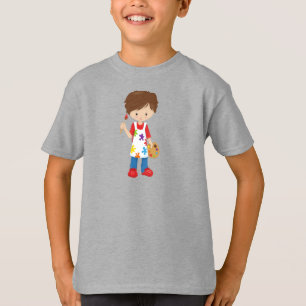 T-shirt Peintre, Peintre, Mignonne garçon, Cheveux Brown