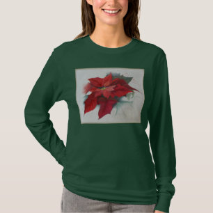 T-shirt Peinture à l'huile de Noël de Poinsettia