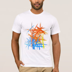 T-shirt Peinture Abstraite   Bleu jaune orange rétro