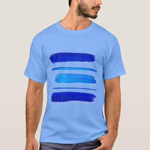 T-shirt Peinture Abstraite   Bleu pinceau contours