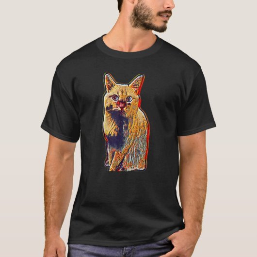 T-shirt Peinture Abstraite Numérique D'un Chat (Devant)