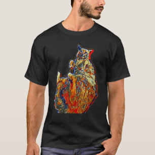 T-shirt Peinture Abstraite Numérique D'un Chat 31