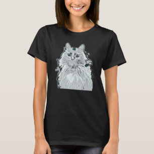 T-shirt Peinture Abstraite Numérique D'un Chat 32