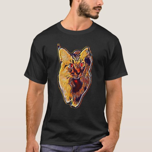 T-shirt Peinture Abstraite Numérique D'un Chat 44 (Devant)