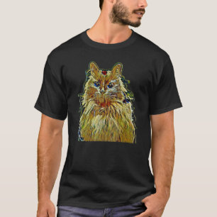 T-shirt Peinture Abstraite Numérique D'un Chat 56