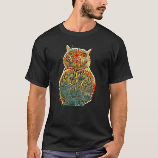 T-shirt Peinture Abstraite Numérique D'un Chat 7 (Devant)