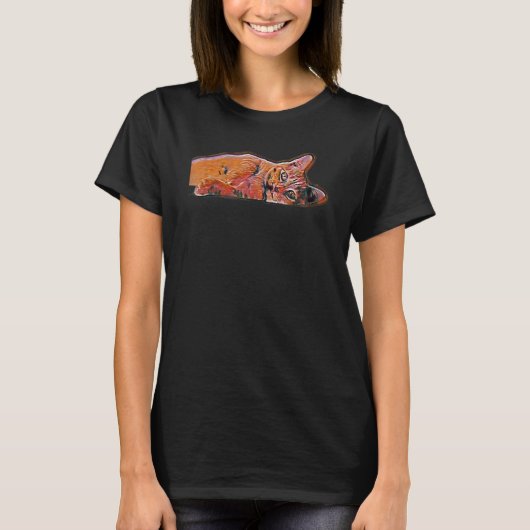 T-shirt Peinture Abstraite Numérique D'un Chat 75 (Devant)