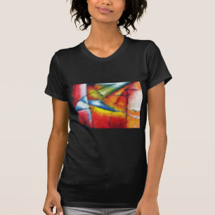 T-shirt peinture abstraite rouge jaune vert bleu