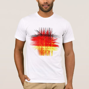 T-shirt Peinture Abstraite   Rouge rétro Jaune noir