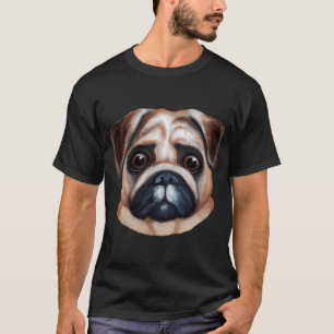 T-shirt Peinture acrylique/numérique de chien Carlin