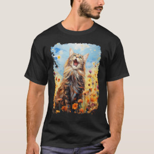 T-shirt Peinture acrylique Pop Art chat Maine Coon