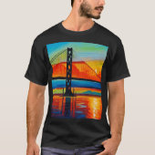 T-shirt Peinture acrylique, San Francisco Bay Bridge, Couc (Devant)