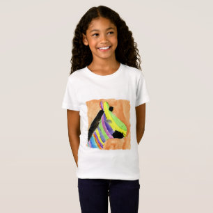 T-Shirt Peinture aquarelle avec Rainbow Zebra