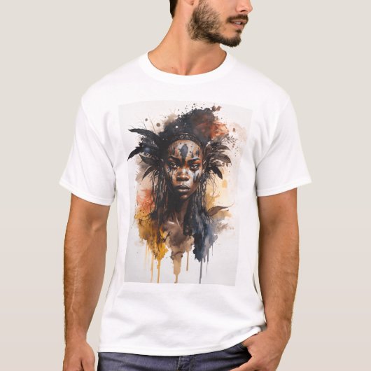 T-shirt Peinture aquarelle, Belles femmes de la tribu afri (Devant)