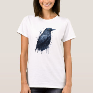 T-shirt Peinture aquarelle corbeau