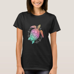 T-shirt Peinture aquarelle de tortue de mer Cool rose Zoo