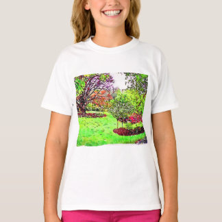 T-shirt Peinture aquarelle d'un jardin luxuriant