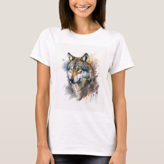 T-shirt Peinture aquarelle Wolf (Devant)